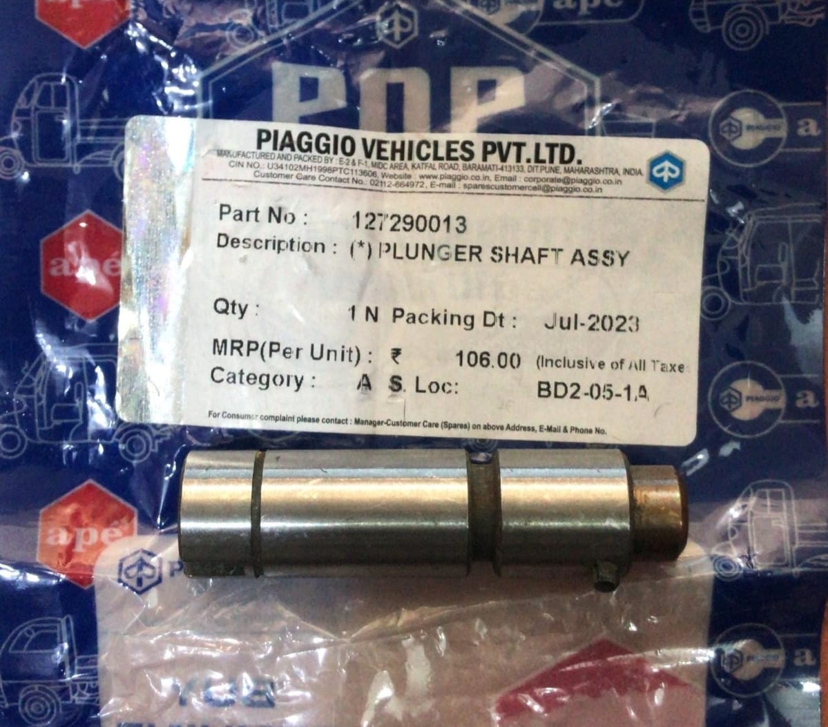 PLUNGER SHAFT ASSLY  127290013